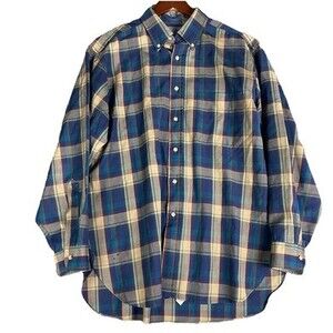 Vintage SIR PENDLETON Mens Tartan SHADOW PLAID Wool Shirt L Green Blue USA 70's